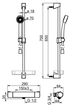 Oras Nova Termostat og Apollo Eco Dusjpakke
